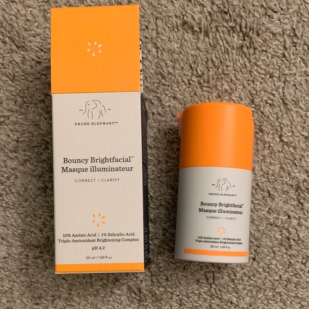 Drunk Elephant Bouncy Brightfacial Mask — White with Orange Accent